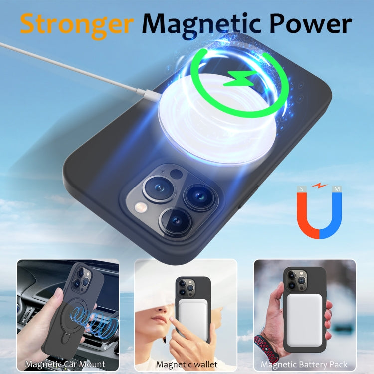 For iPhone 14 Pro MagSafe Magnetic Liquid Silicone Phone Case with Ring Holder(Carbon Black) - iPhone 14 Pro Cases by PMC TechLife | Online Shopping South Africa | PMC TechLife