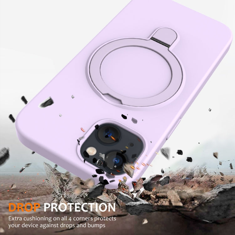 For iPhone 14 Plus MagSafe Magnetic Liquid Silicone Phone Case with Ring Holder(Lilac Purple) - iPhone 14 Plus Cases by PMC TechLife | Online Shopping South Africa | PMC TechLife