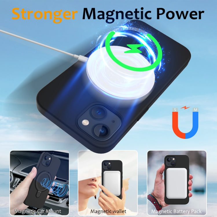 For iPhone 14 MagSafe Magnetic Liquid Silicone Phone Case with Ring Holder(Black) - iPhone 14 Cases by PMC TechLife | Online Shopping South Africa | PMC TechLife