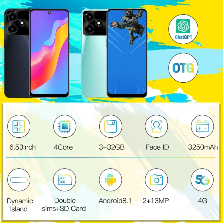 M6Pro / U30, 3GB+32GB, 6.53 inch Screen, Face Identification, Android 8.1 MTK6737 Quad Core, Network: 4G, OTG, Dual SIM(Black) -  by PMC TechLife | Online Shopping South Africa | PMC TechLife