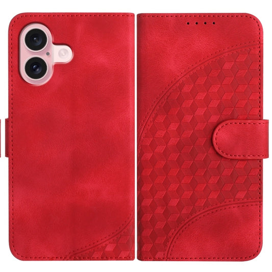 For iPhone 16 YX0060 Elephant Head Embossed Phone Leather Case with Lanyard(Red) - iPhone 16 Cases by PMC Jewellery | Online Shopping South Africa | PMC Jewellery | Buy Now Pay Later Mobicred