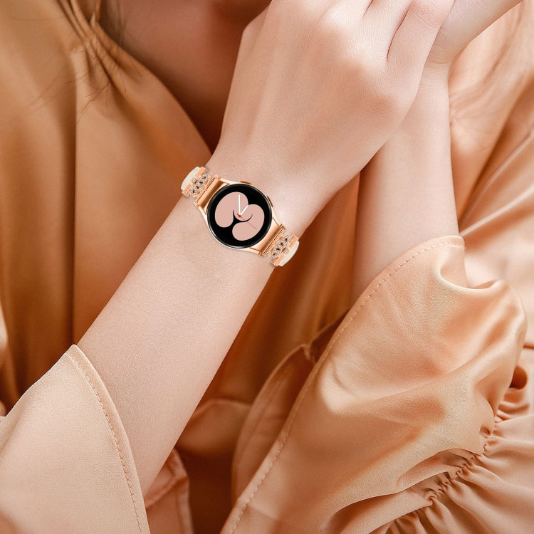 For Samsung Galaxy Watch6 / 6 Classic Crown D-shaped Twill Leather Watch Band(Rose Gold Apricot) - Watch Bands by PMC Jewellery | Online Shopping South Africa | PMC Jewellery