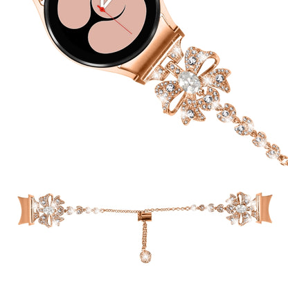 For Samsung Galaxy Watch6 / 6 Classic Bowknot Glitter Diamond Bracelet Watch Band(Rose Gold) - Watch Bands by PMC Jewellery | Online Shopping South Africa | PMC Jewellery