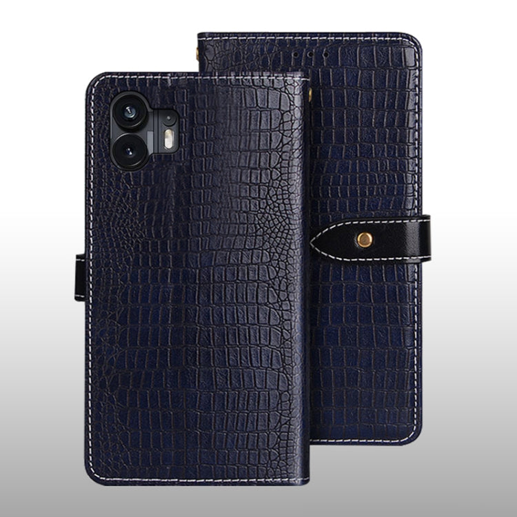 For Nothing Phone 2 idewei Crocodile Texture Leather Phone Case(Dark Blue) - Nothing Cases by idewei | Online Shopping South Africa | PMC Jewellery | Buy Now Pay Later Mobicred