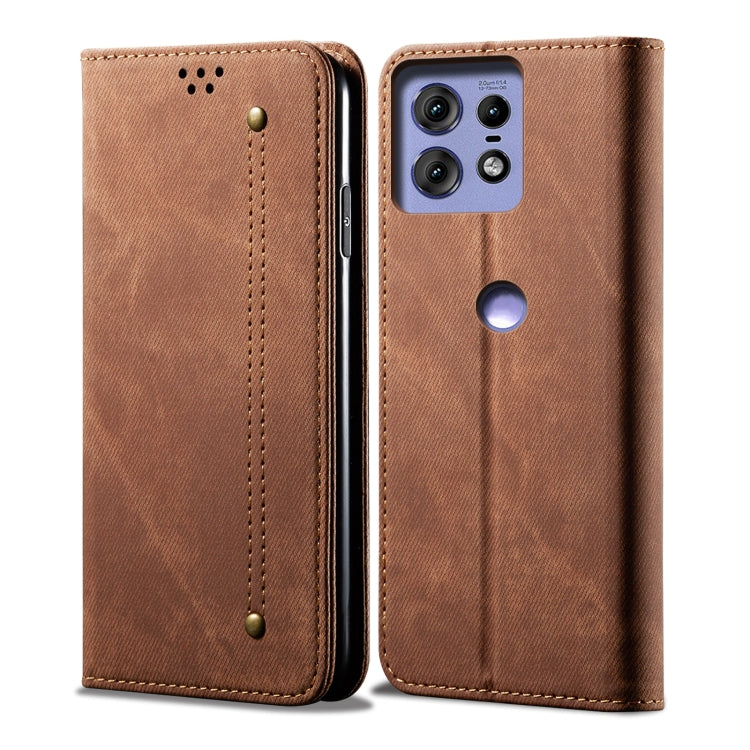 For Motorola Edge 50 Pro 5G Denim Texture Flip Leather Phone Case(Brown) - free shipping - PMC TechLife - Order now!