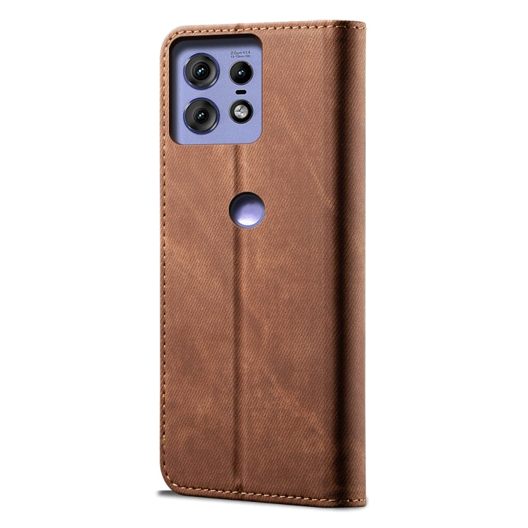 For Motorola Edge 50 Pro 5G Denim Texture Flip Leather Phone Case(Brown) - free shipping - PMC TechLife - Order now!