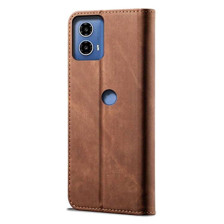 For Motorola Moto G34 Denim Texture Flip Leather Phone Case(Brown) - free shipping - PMC TechLife - Order now!