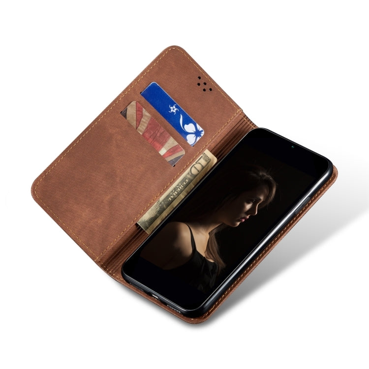 For Motorola Moto G34 Denim Texture Flip Leather Phone Case(Brown) - free shipping - PMC TechLife - Order now!