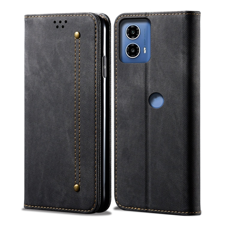 For Motorola Moto G34 Denim Texture Flip Leather Phone Case(Black) - free shipping - PMC TechLife - Order now!