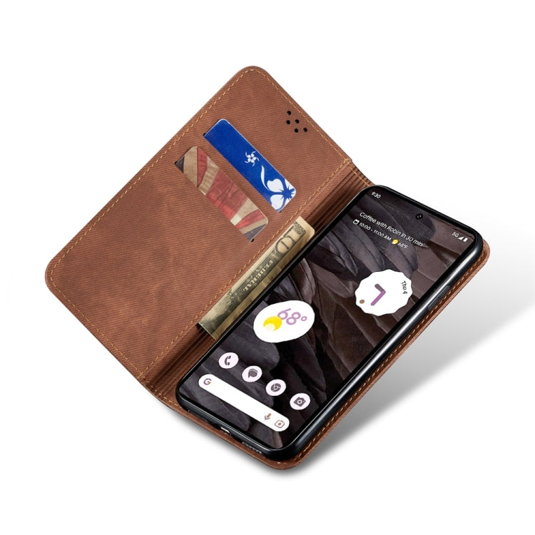 For Motorola Edge 50 Fusion Denim Texture Flip Leather Phone Case(Brown) - free shipping - PMC TechLife - Order now!