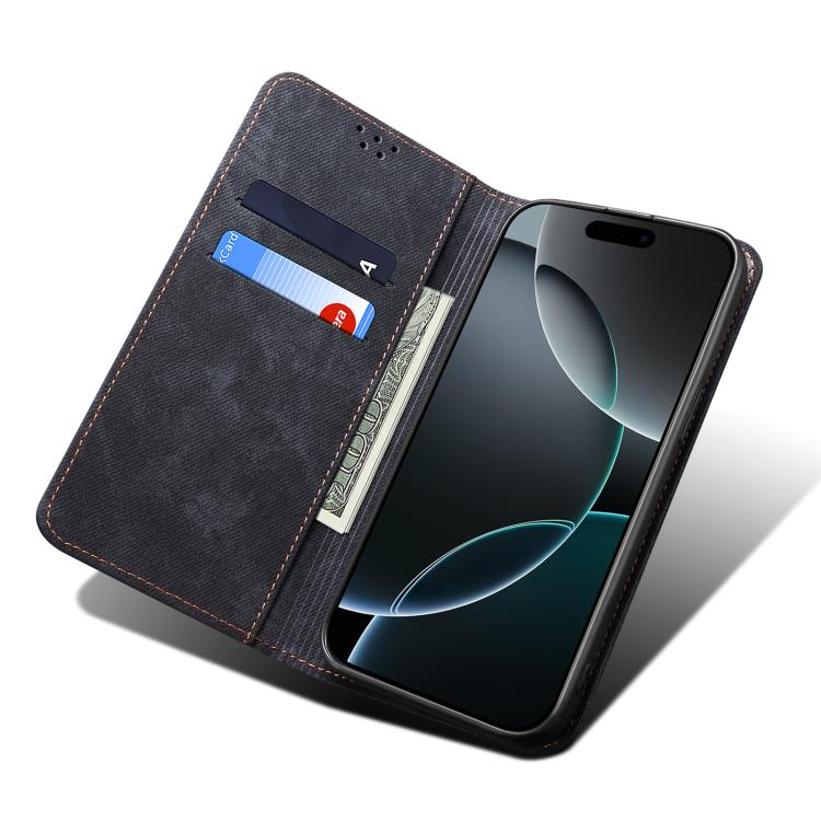 For Motorola Edge 60 Fusion Denim Texture Flip Leather Phone Case(Black) - free shipping - PMC TechLife - Order now!