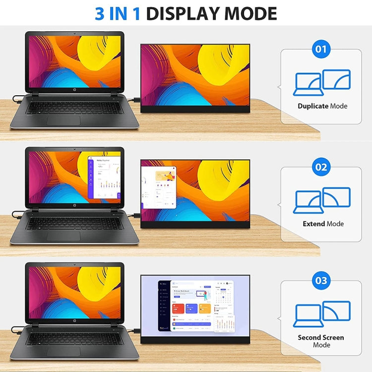 15.6 inch HDR 1080P IPS Screen Portable Monitor(No Charger) - LCD Monitors by PMC TechLife | Online Shopping South Africa | PMC TechLife | Buy Now Pay Later Mobicred