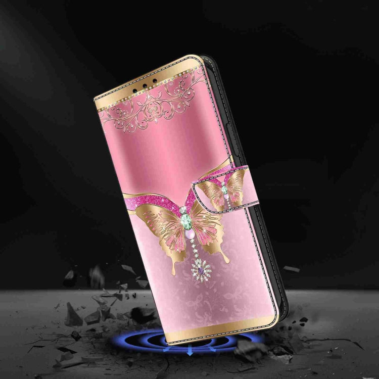 For Honor Magic5 Pro Crystal 3D Shockproof Protective Leather Phone Case(Pink Bottom Butterfly) - Honor Cases by PMC Jewellery | Online Shopping South Africa | PMC Jewellery | Buy Now Pay Later Mobicred