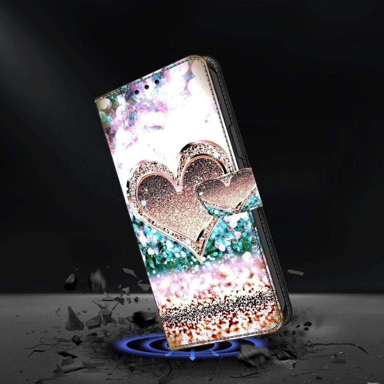 For Honor Magic6 Lite Crystal 3D Shockproof Protective Leather Phone Case(Pink Diamond Heart) - Honor Cases by PMC TechLife | Online Shopping South Africa | PMC TechLife | Buy Now Pay Later Mobicred
