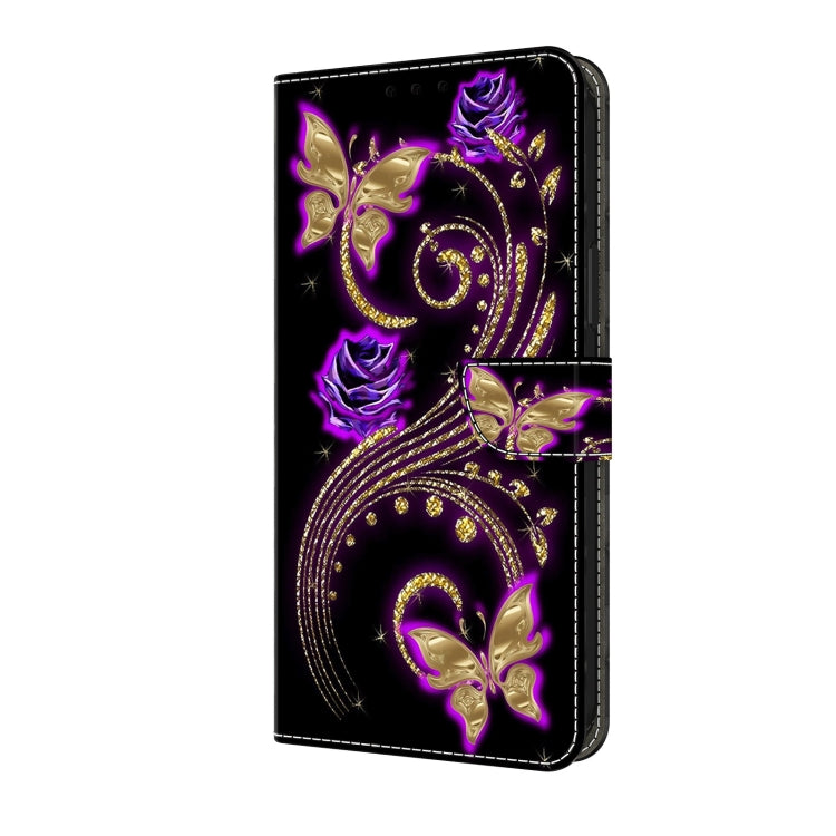 For Honor Magic6 Lite Crystal 3D Shockproof Protective Leather Phone Case(Purple Flower Butterfly) - Honor Cases by PMC TechLife | Online Shopping South Africa | PMC TechLife | Buy Now Pay Later Mobicred