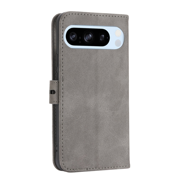 For Google Pixel 9 Embossed Happy Cat Pattern Flip Leather Phone Case(Grey) - Google Cases by PMC Jewellery | Online Shopping South Africa | PMC Jewellery | Buy Now Pay Later Mobicred