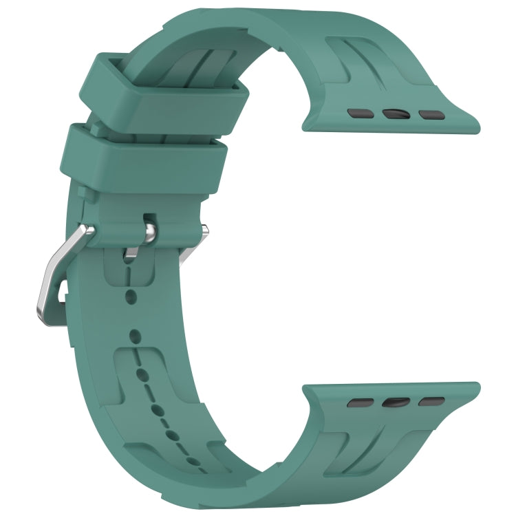 For Apple Watch 42mm H Texture Silicone Ladder Buckle Watch Band(Pine Green) - Watch Bands by PMC TechLife | Online Shopping South Africa | PMC TechLife