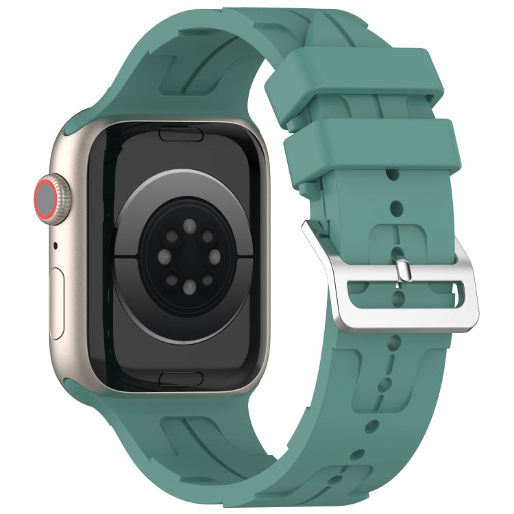 For Apple Watch 42mm H Texture Silicone Ladder Buckle Watch Band(Pine Green) - Watch Bands by PMC TechLife | Online Shopping South Africa | PMC TechLife