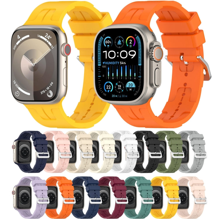 For Apple Watch 42mm H Texture Silicone Ladder Buckle Watch Band(Yellow) - Watch Bands by PMC TechLife | Online Shopping South Africa | PMC TechLife