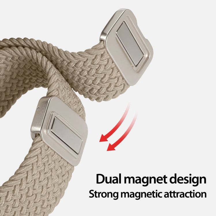 DUX DUCIS Mixture Pro Series Magnetic Buckle Nylon Braid Watch Band, Size:20mm(Beige) - 20mm Bands by DUX DUCIS | Online Shopping South Africa | PMC Jewellery | Buy Now Pay Later Mobicred