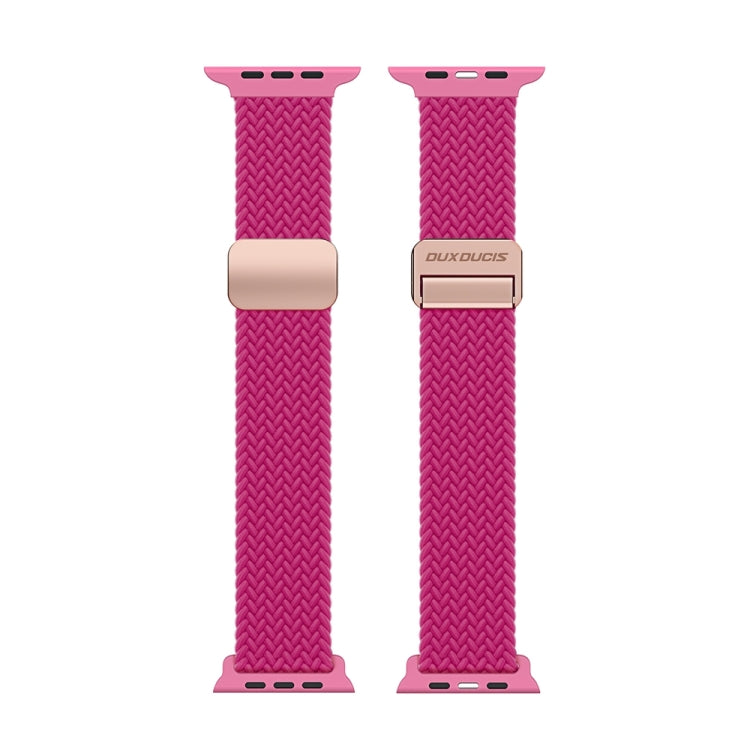 For Apple Watch SE 2023 44mm DUX DUCIS Mixture Pro Series Magnetic Buckle Nylon Braid Watch Band(Raspberry Color) - Watch Bands by DUX DUCIS | Online Shopping South Africa | PMC Jewellery | Buy Now Pay Later Mobicred