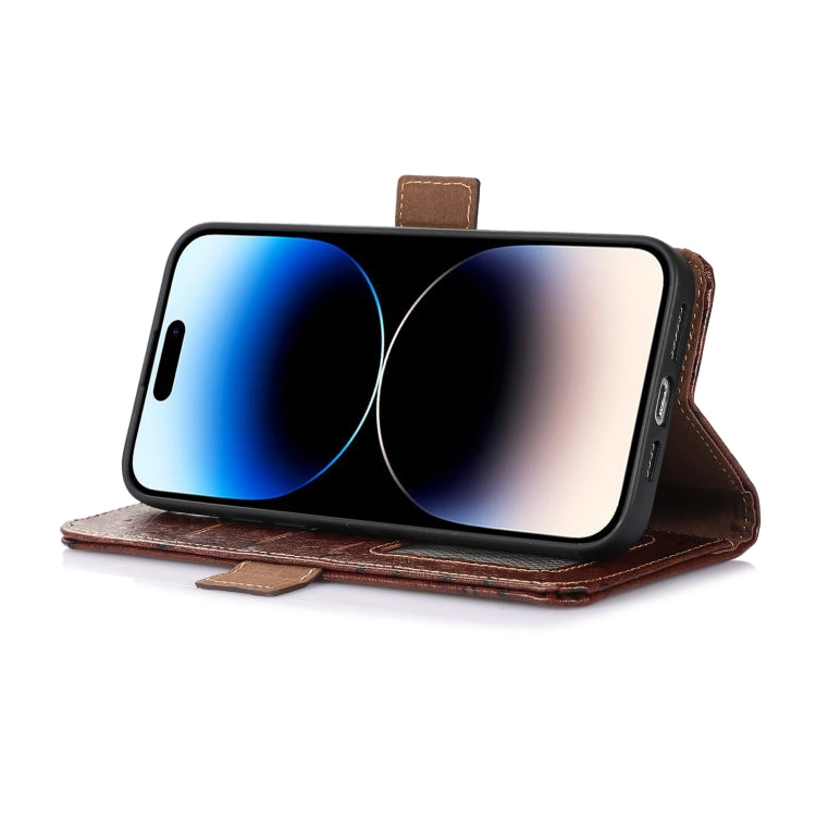 For Honor 100 Pro 5G Ostrich Pattern Genuine Leather RFID Phone Case(Coffee) - Honor Cases by PMC TechLife | Online Shopping South Africa | PMC TechLife | Buy Now Pay Later Mobicred