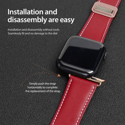 For Apple Watch SE 2023 44mm DUX DUCIS YA Series Magnetic Buckle Genuine Leather Watch Band(Red) - Watch Bands by DUX DUCIS | Online Shopping South Africa | PMC Jewellery | Buy Now Pay Later Mobicred