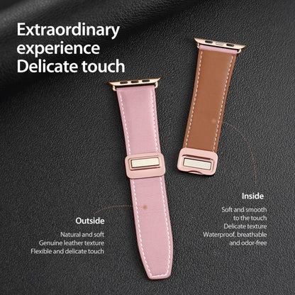 For Apple Watch SE 2023 40mm DUX DUCIS YA Series Magnetic Buckle Genuine Leather Watch Band(Pink) - Watch Bands by DUX DUCIS | Online Shopping South Africa | PMC Jewellery | Buy Now Pay Later Mobicred