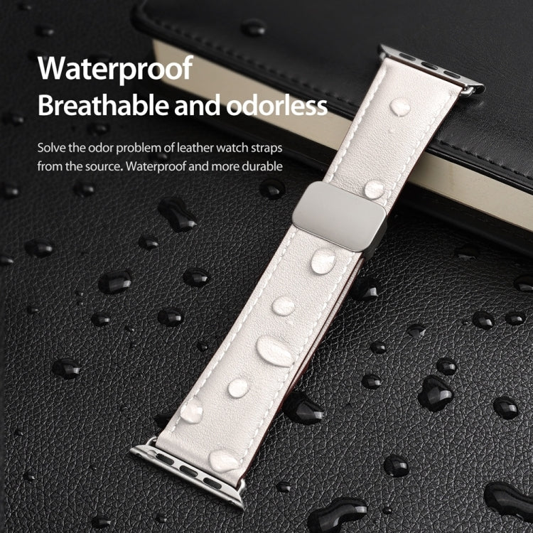 For Apple Watch Series 9 45mm DUX DUCIS YA Series Magnetic Buckle Genuine Leather Watch Band(White) - Watch Bands by DUX DUCIS | Online Shopping South Africa | PMC Jewellery | Buy Now Pay Later Mobicred