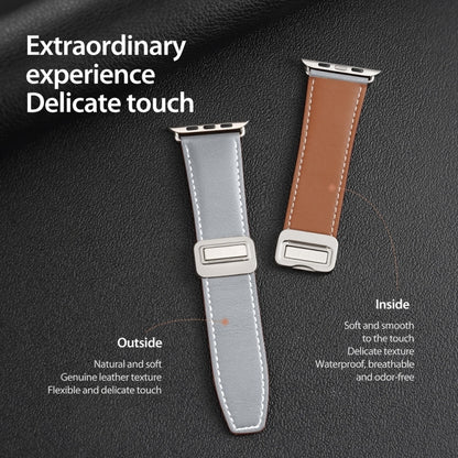 For Apple Watch Series 8 41mm DUX DUCIS YA Series Magnetic Buckle Genuine Leather Watch Band(Grey) - Watch Bands by DUX DUCIS | Online Shopping South Africa | PMC Jewellery | Buy Now Pay Later Mobicred