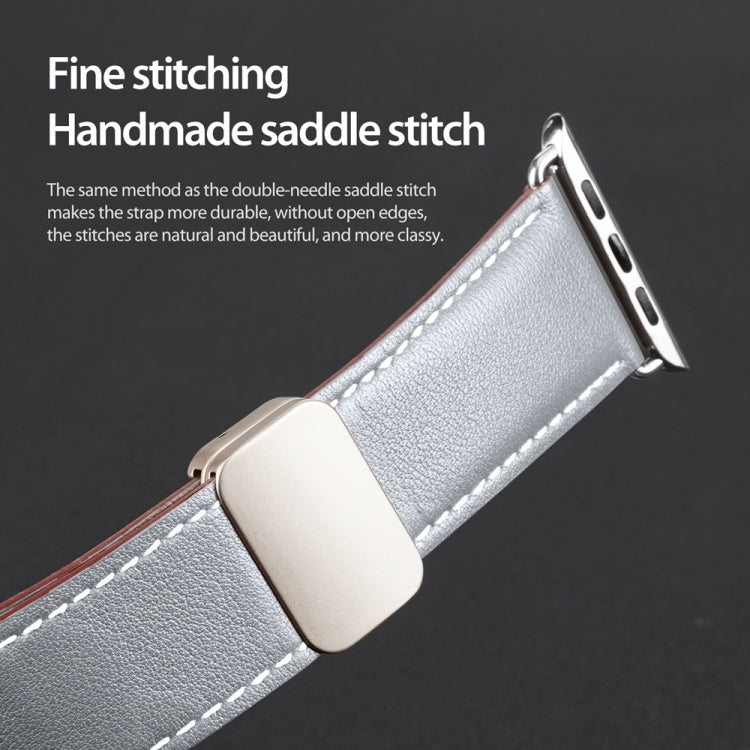 For Apple Watch Series 8 41mm DUX DUCIS YA Series Magnetic Buckle Genuine Leather Watch Band(Grey) - Watch Bands by DUX DUCIS | Online Shopping South Africa | PMC Jewellery | Buy Now Pay Later Mobicred