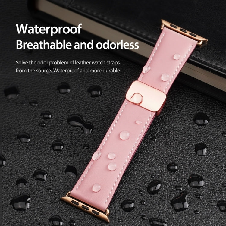 For Apple Watch SE 40mm DUX DUCIS YA Series Magnetic Buckle Genuine Leather Watch Band(Pink) - Watch Bands by DUX DUCIS | Online Shopping South Africa | PMC Jewellery | Buy Now Pay Later Mobicred