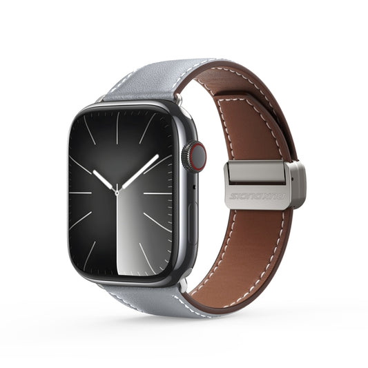 For Apple Watch Series 5 40mm DUX DUCIS YA Series Magnetic Buckle Genuine Leather Watch Band(Grey) - Watch Bands by DUX DUCIS | Online Shopping South Africa | PMC Jewellery | Buy Now Pay Later Mobicred