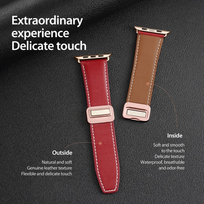 For Apple Watch Series 5 40mm DUX DUCIS YA Series Magnetic Buckle Genuine Leather Watch Band(Red) - Watch Bands by DUX DUCIS | Online Shopping South Africa | PMC Jewellery | Buy Now Pay Later Mobicred