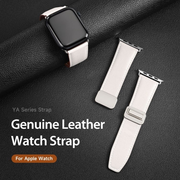 For Apple Watch Series 5 40mm DUX DUCIS YA Series Magnetic Buckle Genuine Leather Watch Band(White) - Watch Bands by DUX DUCIS | Online Shopping South Africa | PMC Jewellery | Buy Now Pay Later Mobicred