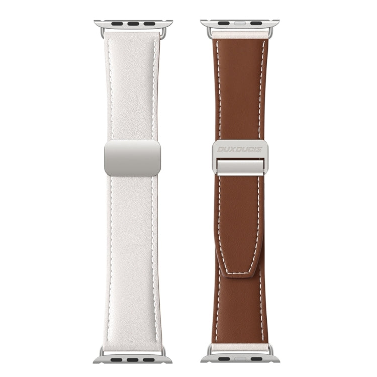 For Apple Watch Series 4 44mm DUX DUCIS YA Series Magnetic Buckle Genuine Leather Watch Band(White) - Watch Bands by DUX DUCIS | Online Shopping South Africa | PMC Jewellery | Buy Now Pay Later Mobicred