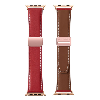 For Apple Watch Series 4 40mm DUX DUCIS YA Series Magnetic Buckle Genuine Leather Watch Band(Red) - Watch Bands by DUX DUCIS | Online Shopping South Africa | PMC Jewellery | Buy Now Pay Later Mobicred