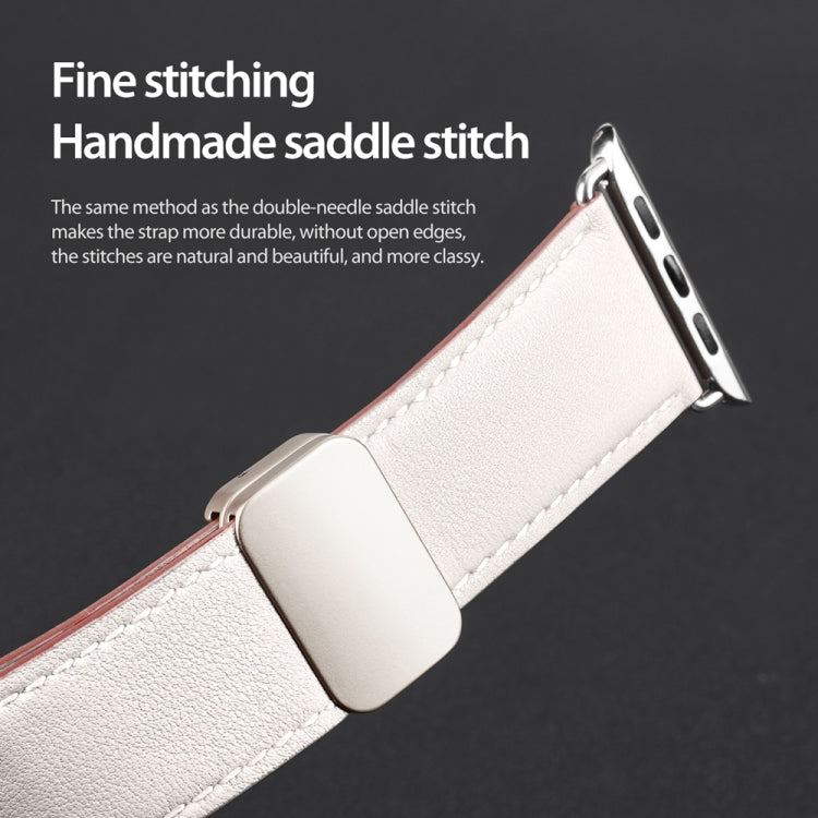 For Apple Watch Series 3 38mm DUX DUCIS YA Series Magnetic Buckle Genuine Leather Watch Band(White) - Watch Bands by DUX DUCIS | Online Shopping South Africa | PMC Jewellery | Buy Now Pay Later Mobicred