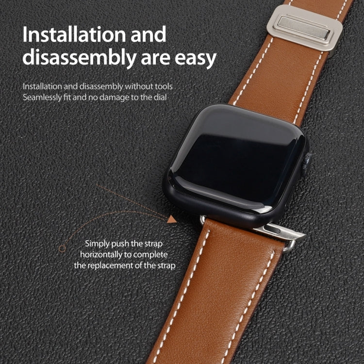 For Apple Watch Series 2 42mm DUX DUCIS YA Series Magnetic Buckle Genuine Leather Watch Band(Brown) - Watch Bands by DUX DUCIS | Online Shopping South Africa | PMC Jewellery | Buy Now Pay Later Mobicred