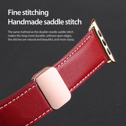 For Apple Watch Series 2 42mm DUX DUCIS YA Series Magnetic Buckle Genuine Leather Watch Band(Red) - Watch Bands by DUX DUCIS | Online Shopping South Africa | PMC Jewellery | Buy Now Pay Later Mobicred