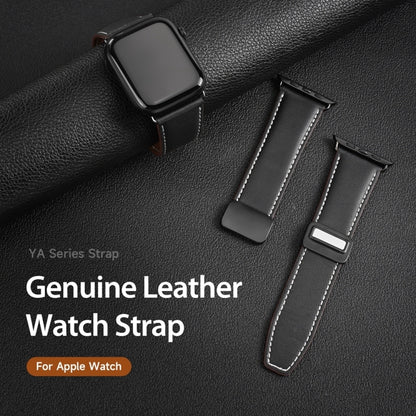 For Apple Watch 38mm DUX DUCIS YA Series Magnetic Buckle Genuine Leather Watch Band(Black) - Watch Bands by DUX DUCIS | Online Shopping South Africa | PMC Jewellery | Buy Now Pay Later Mobicred