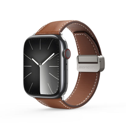 For Apple Watch 38mm DUX DUCIS YA Series Magnetic Buckle Genuine Leather Watch Band(Brown) - Watch Bands by DUX DUCIS | Online Shopping South Africa | PMC Jewellery | Buy Now Pay Later Mobicred