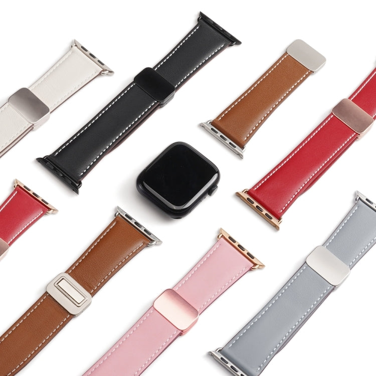 For Apple Watch Ultra 49mm DUX DUCIS YA Series Magnetic Buckle Genuine Leather Watch Band(Black) - Watch Bands by DUX DUCIS | Online Shopping South Africa | PMC Jewellery | Buy Now Pay Later Mobicred