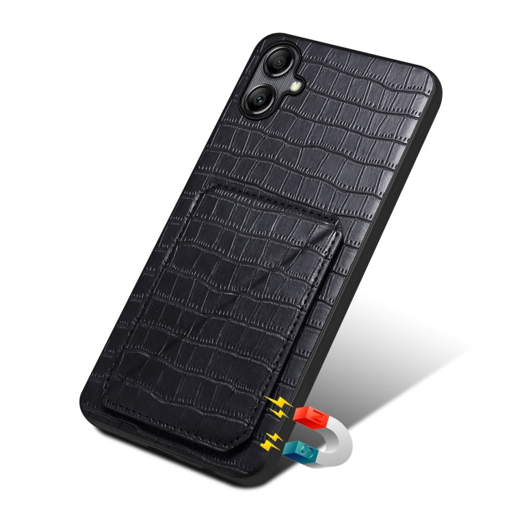 For Samsung Galaxy S24 5G Denior Imitation Crocodile Leather Back Phone Case with Holder(Black) - Galaxy S24 5G Cases by Denior | Online Shopping South Africa | PMC Jewellery | Buy Now Pay Later Mobicred