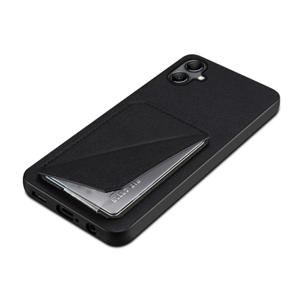 For Samsung Galaxy S24 5G Denior Imitation Calf Leather Back Phone Case with Holder(Black) - Galaxy S24 5G Cases by Denior | Online Shopping South Africa | PMC Jewellery | Buy Now Pay Later Mobicred