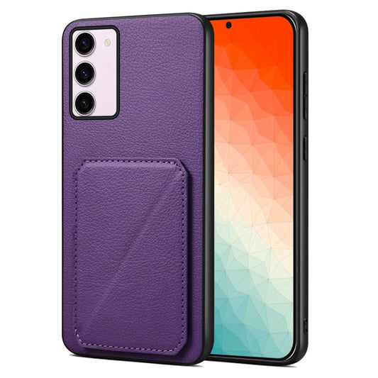 For Samsung Galaxy S24+ 5G Denior Imitation Calf Leather Back Phone Case with Holder(Purple) - Galaxy S24+ 5G Cases by Denior | Online Shopping South Africa | PMC Jewellery | Buy Now Pay Later Mobicred