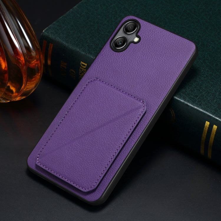 For Samsung Galaxy S24+ 5G Denior Imitation Calf Leather Back Phone Case with Holder(Purple) - Galaxy S24+ 5G Cases by Denior | Online Shopping South Africa | PMC Jewellery | Buy Now Pay Later Mobicred