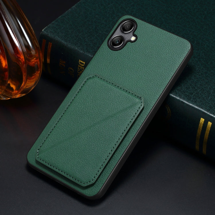 For Samsung Galaxy S24 Ultra 5G Denior Imitation Calf Leather Back Phone Case with Holder(Green) - Galaxy S24 Ultra 5G Cases by Denior | Online Shopping South Africa | PMC Jewellery | Buy Now Pay Later Mobicred