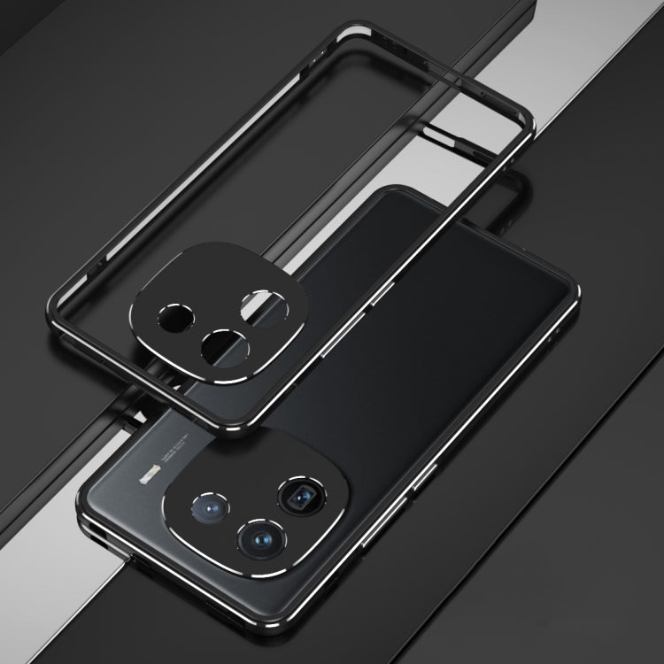 For vivo iQOO 12 Aurora Series Lens Protector + Metal Frame Phone Case(Black Silver) - iQOO 12 Cases by PMC TechLife | Online Shopping South Africa | PMC TechLife | Buy Now Pay Later Mobicred