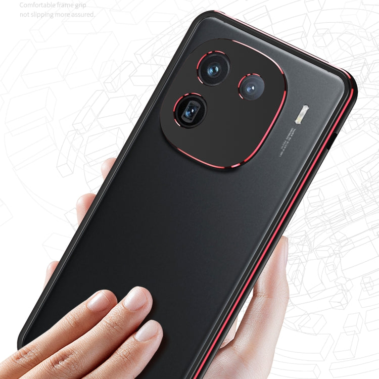 For vivo iQOO 12 Aurora Series Lens Protector + Metal Frame Phone Case(Black Silver) - iQOO 12 Cases by PMC TechLife | Online Shopping South Africa | PMC TechLife | Buy Now Pay Later Mobicred